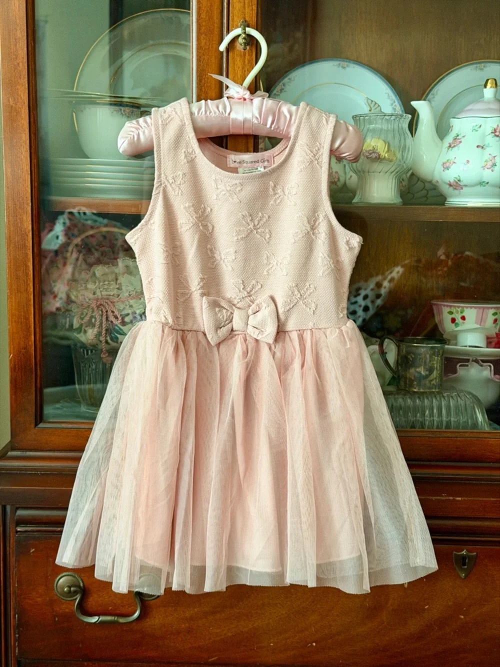 Pink Girls' Coat with Dress Set